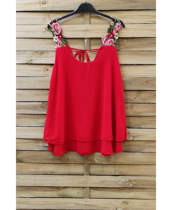 TOP SIN TIRANTES FLORAL 0792 ROJO