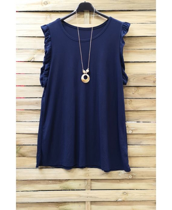 GRANDE TAILLE TOP + COLLIER 0831 BLEU 