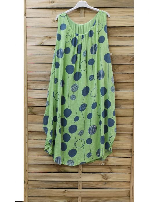 DRESS PRINTED 0852 GREEN ANISE