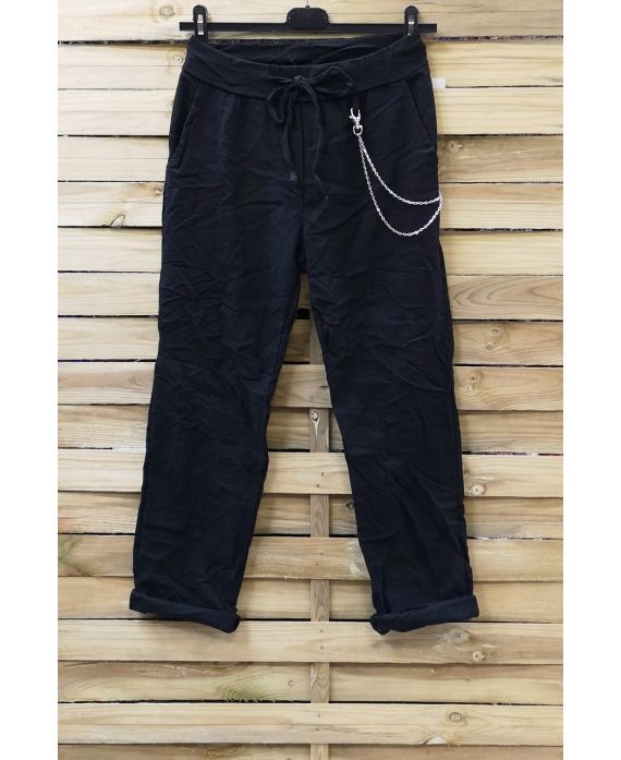 BROEK EFFECT GEPLOOIDE 0856 ZWART