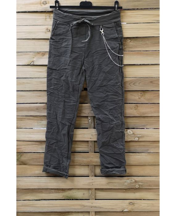 PANTALON EFFET PLISSE 0856 VERT MILITAIRE