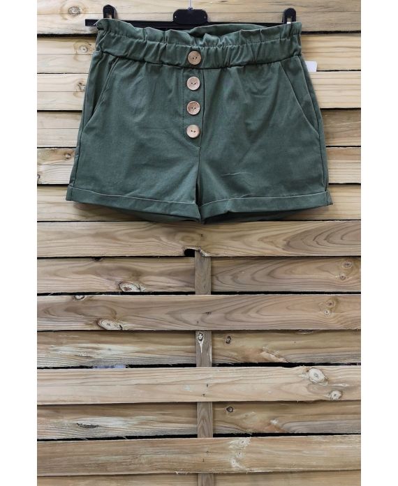 SHORT A BOUTONS 2 POCHES 0858 VERT MILITAIRE