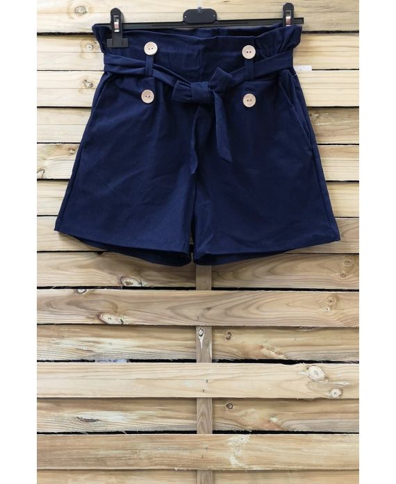 SHORT TAILLE HAUTE 0857 BLEU MARINE