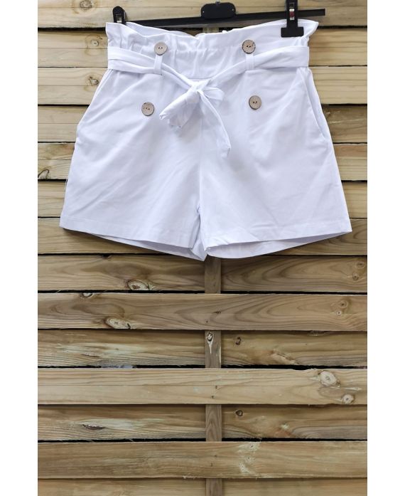 SHORT TAILLE HAUTE 0857 BLANC