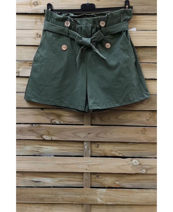 PANTALONCINI A VITA ALTA 0857 VERDE MILITARE