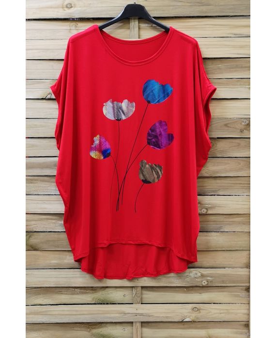 GRANDE TAILLE T-SHIRT FLOCAGE 0873 ROUGE