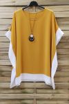 LARGE SIZE TUNIC BI-COLOR + NECKLACE 0872 YELLOW