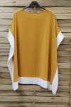 GRANDE TAILLE TUNIQUE BI-COLORE + COLLIER 0872 JAUNE