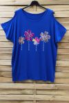 GRANDE TAILLE T-SHIRT FLOCAGE EPAULES OUVERTES 0871 BLEU ROYAL