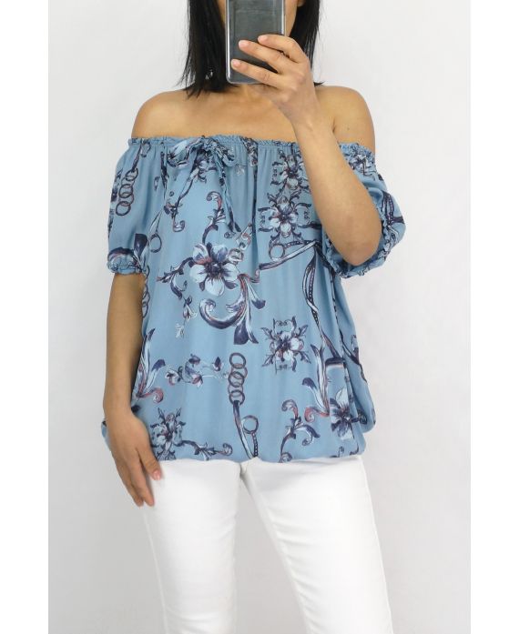 TOP SCOLLO SCOOP ELASTICO 0847 BLU