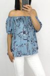 TOP RONDE HALS, ELASTISCHE 0847 BLAUW