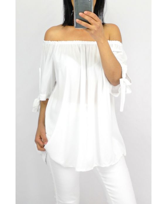 TOP SCOLLO SCOOP ELASTICO 0848 BIANCO