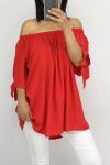 TOP SCOLLO SCOOP ELASTICO 0848 ROSSO