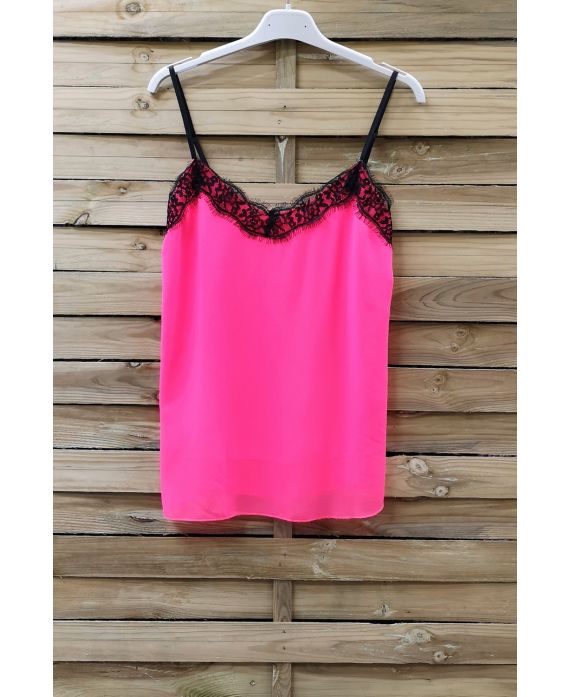 CAMISOLE LACE ADJUSTABLE STRAPS 0863 NEON PINK