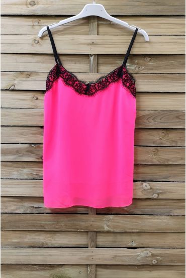 CAMISOLE LACE ADJUSTABLE STRAPS 0863 NEON PINK