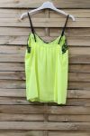 CAMISOLA DE ENCAJE CORREAS AJUSTABLES 0863 AMARILLO FLUO