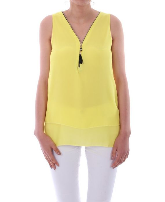 TOP ZIPPE DOS CROISE 0887 JAUNE