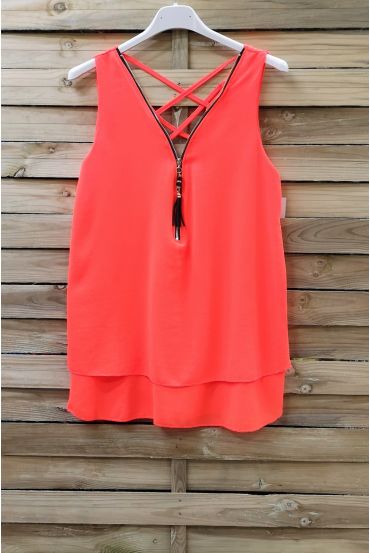 TOP ZIP POSTERIORE ATTRAVERSA 0887 ARANCIO FLUO