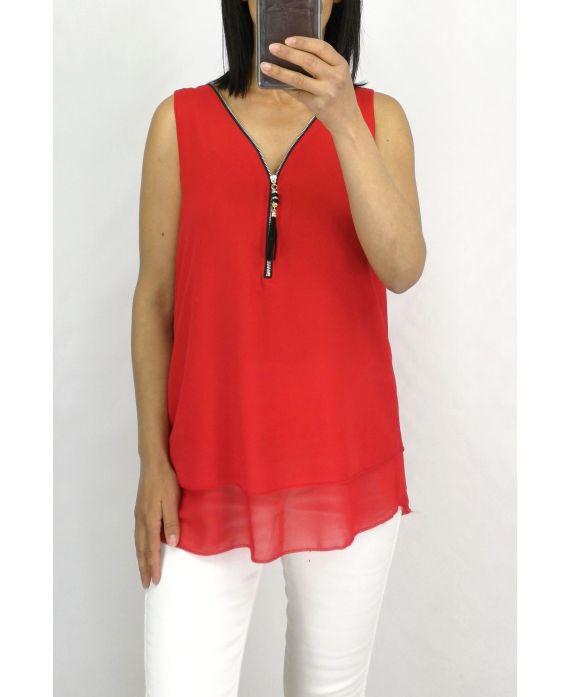 TOP ZIP POSTERIORE ATTRAVERSA 0887 ROSSO