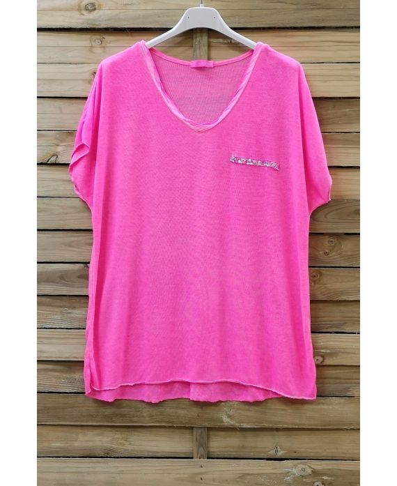 T-SHIRT MIT NEON-0583 NEON PINK