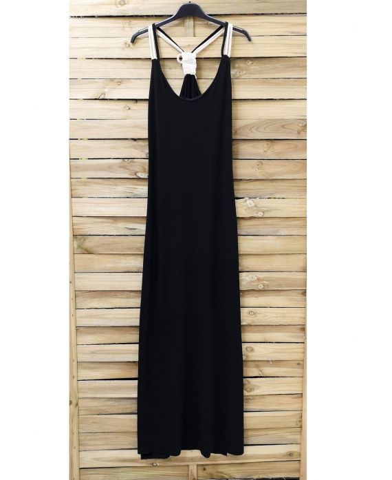 BACK LONG DRESS FANCY 0922 BLACK