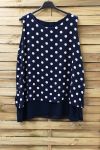 GRANDE TAILLE TOP A POIS 0936 BLEU MARINE