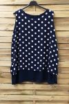 LARGE SIZE TOP HAS POLKA DOTS 0936 NAVY BLUE