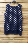 GRANDE TAILLE TOP A POIS 0936 BLEU MARINE