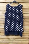 LARGE SIZE TOP HAS POLKA DOTS 0936 NAVY BLUE