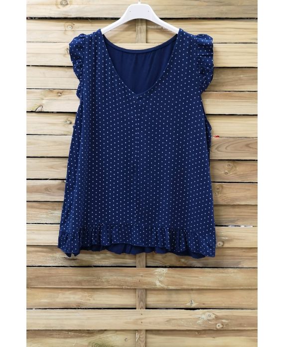 TOP IS VOORZIEN VAN POLKA DOTS 0953 NAVY BLAUW