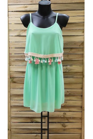 DRESS HAS POM-POMS 0956 PASTEL GREEN