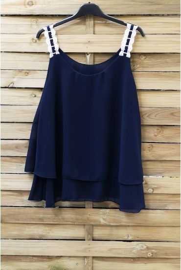 TOP HAS SPAGHETTI STRAPS LACE 0967 NAVY BLUE