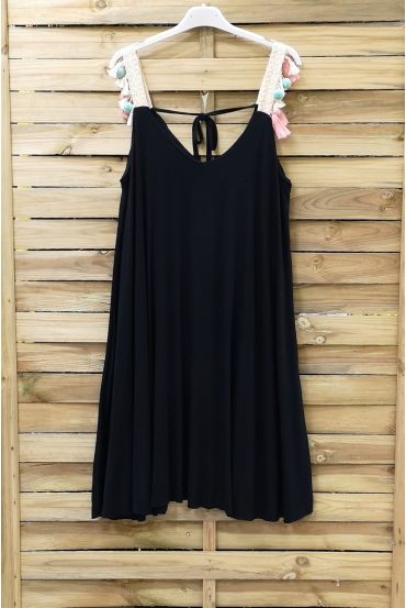 DRESS HAS POM-POMS 0958 BLACK