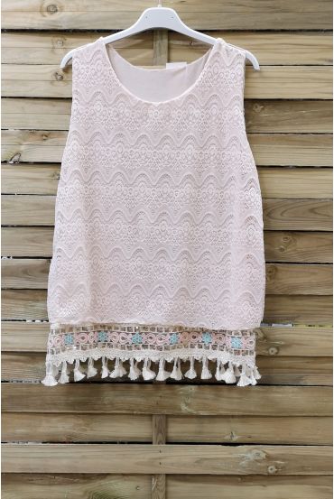 LACE TOP HAS POM-POMS 0978 BEIGE