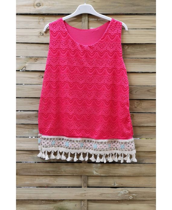 LACE TOP HAS POM-POMS 0978 CORAL