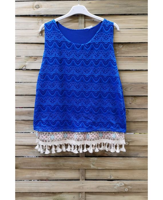 DE KANTEN TOP HEEFT POM-POMS 0978 ROYAL BLUE