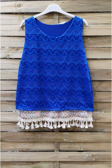 LACE TOP HAS POM-POMS 0978 ROYAL BLUE