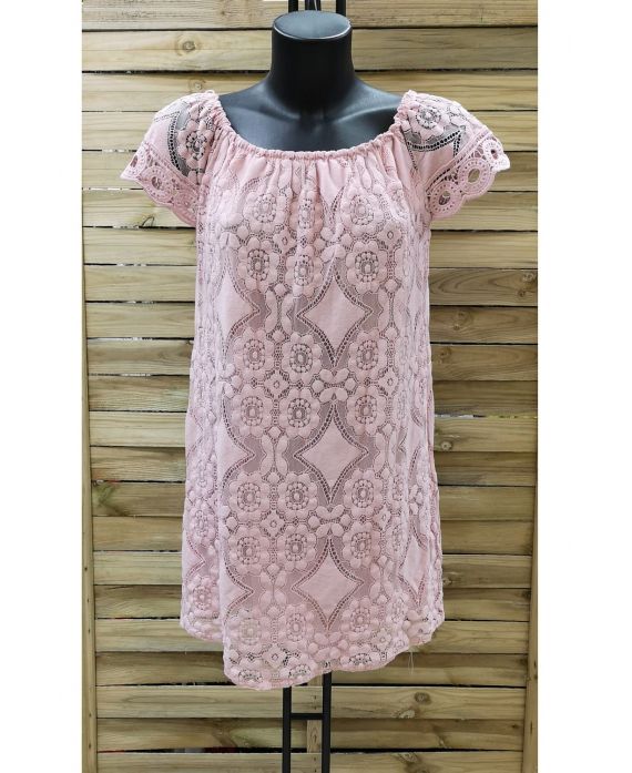 VESTIDO DE ENCAJE ROSA 0991