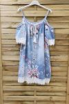 VESTIDO DE ENCAJE DE FLORES 1003 EN LA LUZ AZUL