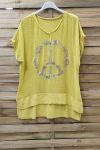 T-SHIRT PEACE AND LOVE 1006 JAUNE