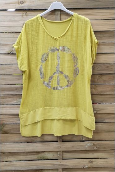 T-SHIRT PEACE AND LOVE 1006 GELB