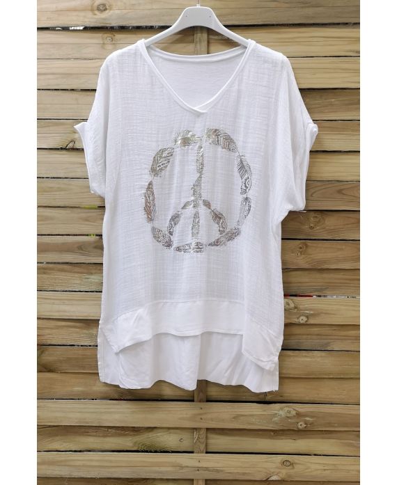 T-SHIRT PEACE AND LOVE 1006 WHITE