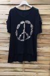 T-SHIRT PEACE AND LOVE 1006 NOIR