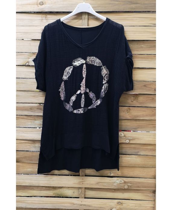 T-SHIRT PEACE AND LOVE 1006 NOIR