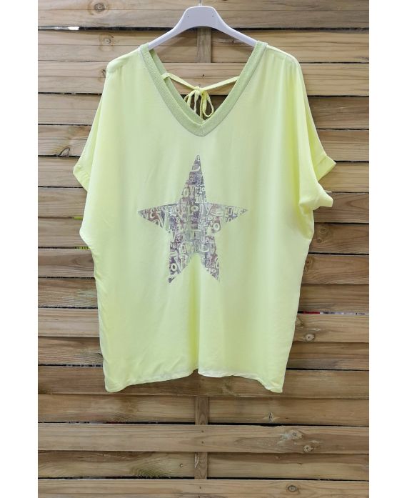 T-SHIRT EFECTO DELAVE ESTRELLA 1008 AMARILLO FLUO