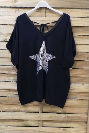 T-SHIRT EFECTO DELAVE ESTRELLA 1008 NEGRO