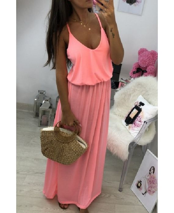 LONG DRESS 1010 NEON PINK