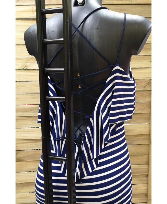 DRESS RAYEE BACK CROSSES NAVY BLUE