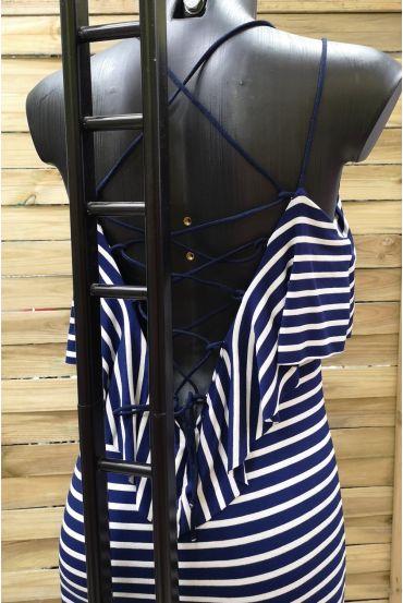 DRESS RAYEE BACK CROSSES NAVY BLUE