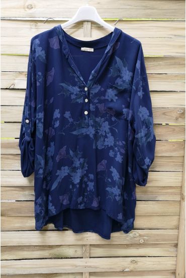 GROOT FORMAAT LINNEN BLOUSE BLOEMEN 6052 WIT